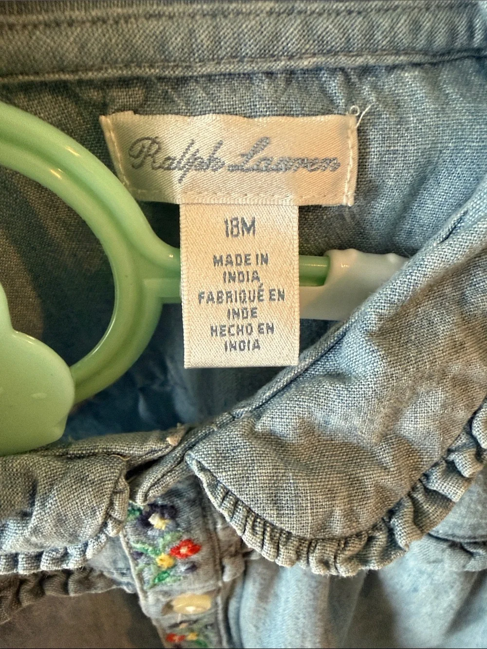 Ralph Lauren 18M matching set Chambray Button Baby Tunic with Floral Leggings